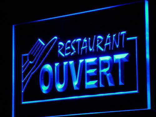 OUVERT Restaurant OPEN Food Neon Light Sign